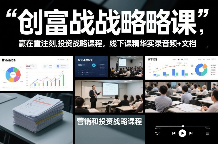 创富战略课，赢在重注时刻，营销和投资战略课程，线下课精华实录音频+文档-璞创优选云网创