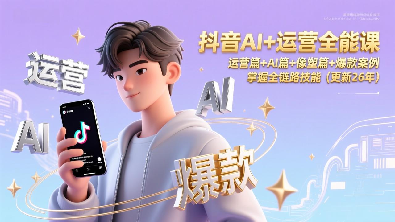 抖音AI+运营全能课，运营篇+AI篇+像塑篇+爆款案例，掌握全链路技能(更新26年-璞创优选云网创