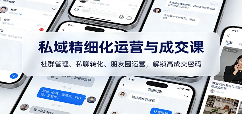 私域精细化运营与成交课：社群管理、私聊转化、朋友圈运营，解锁高成交密码-璞创优选云网创