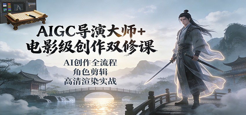 AIGC导演大师+电影级创作双修课：AI创作全流程、角色剪辑、高清渲染实战-璞创优选云网创