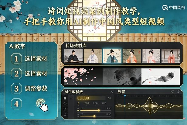 古诗词短视频案例制作教学，手把手教你用AI制作中国风类型短视频-璞创优选云网创