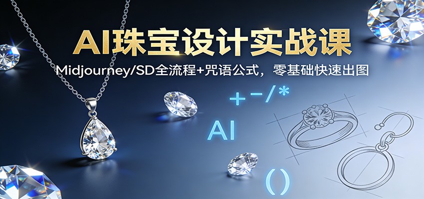 AI珠宝设计实战课：Midjourney/SD全流程+咒语公式，零基础快速出图-璞创优选云网创