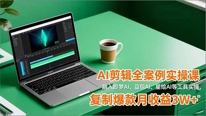 AI剪辑全案例实操课，融入即梦AI、豆包AI、星绘AI等工具实操，复制爆款月收益3W+-璞创优选云网创