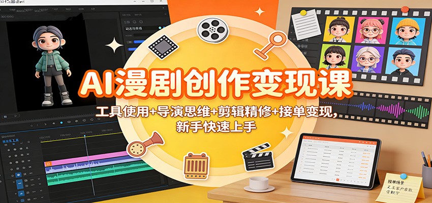 AI漫剧创作变现课：工具使用+导演思维+剪辑精修+接单变现，新手快速上手-璞创优选云网创