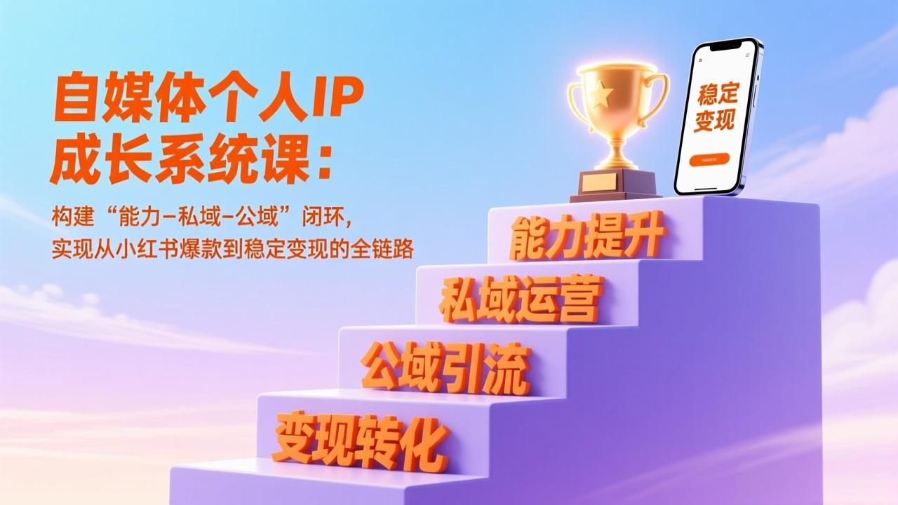 自媒体个人IP成长系统课：构建“能力-私域-公域”闭环，实现从小红书爆款到稳定变现的全链路-璞创优选云网创