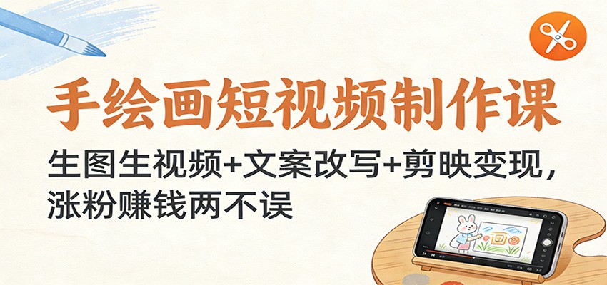 手绘画短视频制作课：生图生视频+文案改写+剪映变现，涨粉赚钱两不误-璞创优选云网创