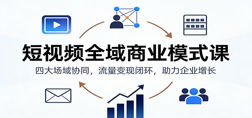短视频全域商业模式课：四大场域协同，流量变现闭环，助力企业增长-璞创优选云网创