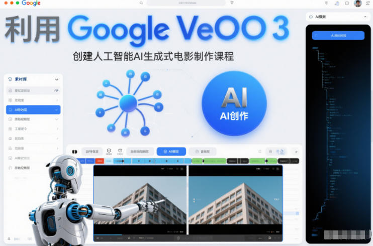 利l用Google Veo 3创建人工智能AI生成式电影制作课程，使用人工智能的力量创建令人惊叹的视频-璞创优选云网创