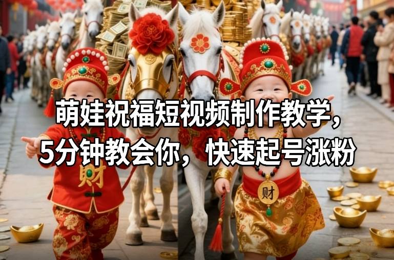 萌娃祝福短视频制作教学，5分钟教会你，快速起号涨粉-璞创优选云网创