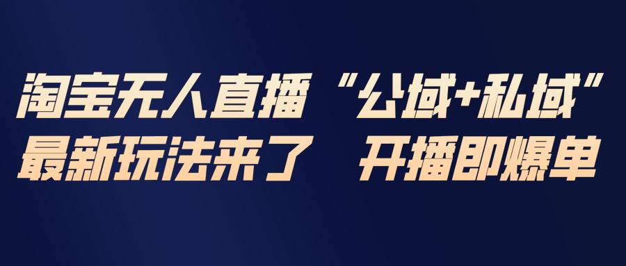 淘宝无人直播最新玩法，包含私域和公域两种玩法-璞创优选云网创