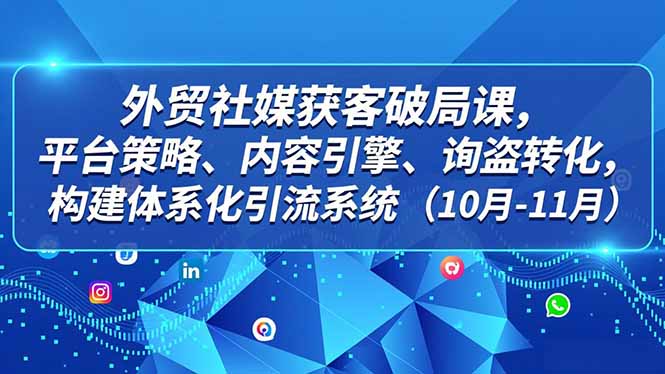 外贸 社媒获客破局课，平台策略、内容引擎、询盘转化，构建体系化引流系统(10月-11月-璞创优选云网创