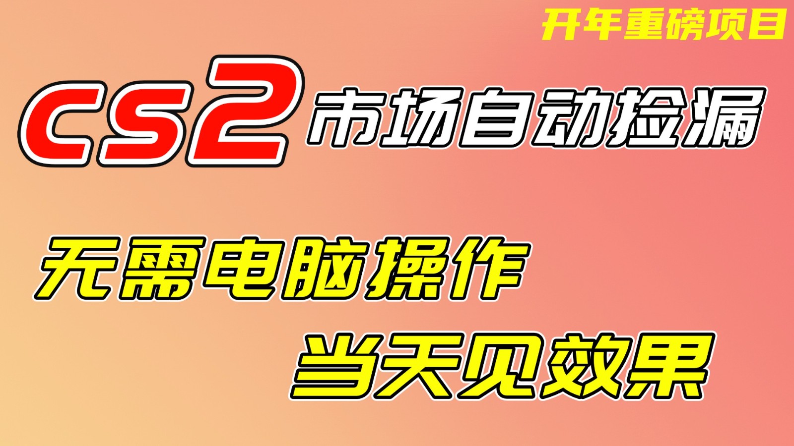 CS2市场挂机项，无需电脑操作，无需进入游戏，当天见效果，支持任何形式验证-璞创优选云网创