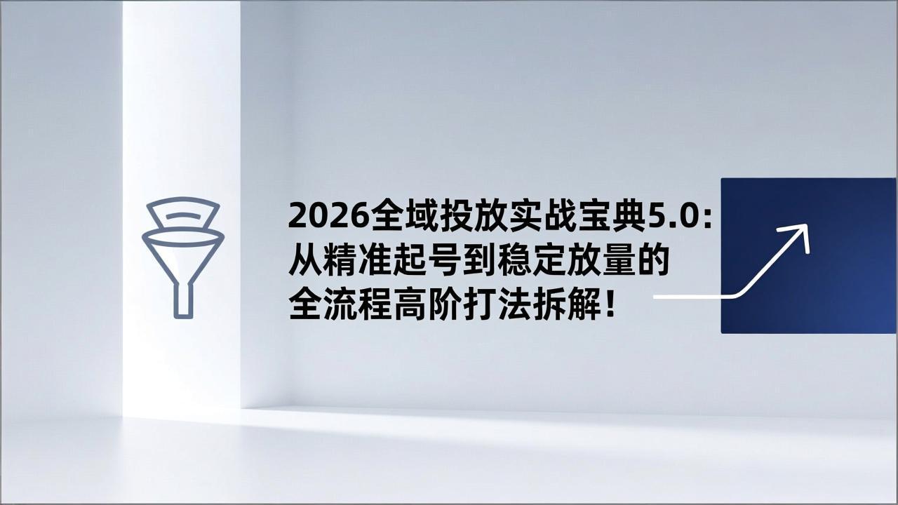 2026全域投放实战宝典5.0：从精准起号到稳定放量的全流程高阶打法拆解！-璞创优选云网创