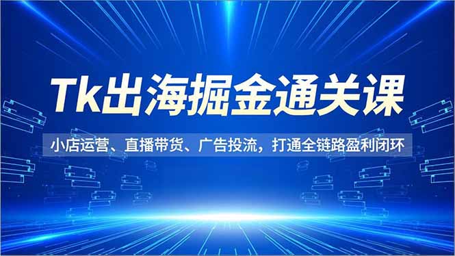 Tk出海掘金通关课，小店运营、直播带货、广告投流，打通全链路盈利闭环-璞创优选云网创