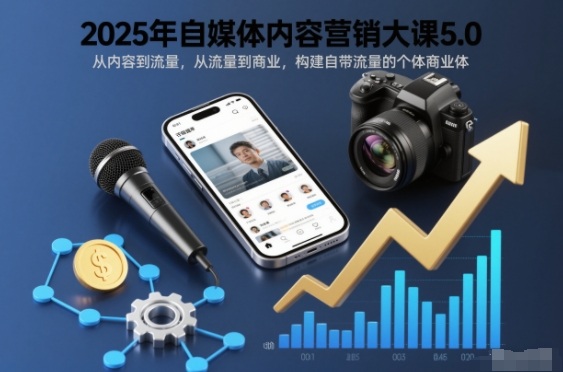2025年自媒体内容营销大课5.0，从内容到流量，从流量到商业，构建自带流量的个体商业体-璞创优选云网创