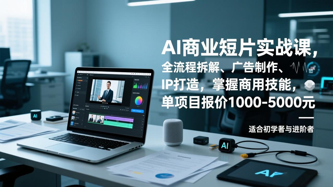 AI商业短片实战课，全流程拆解、广告制作、IP打造，掌握商用技能，单项目报价1000-5000元-璞创优选云网创