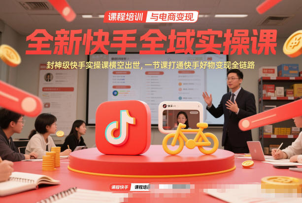 全新快手全域实操课，封神级快手实操课横空出世，一节课打通快手好物变现全链路-璞创优选云网创