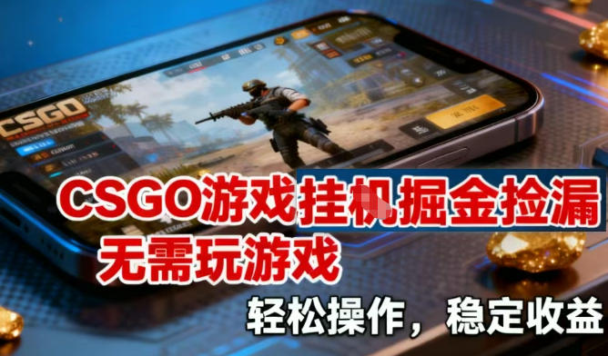 CSGO游戏挂G掘金捡漏，不需要玩游戏，操作简单，收益稳定【揭秘】-璞创优选云网创