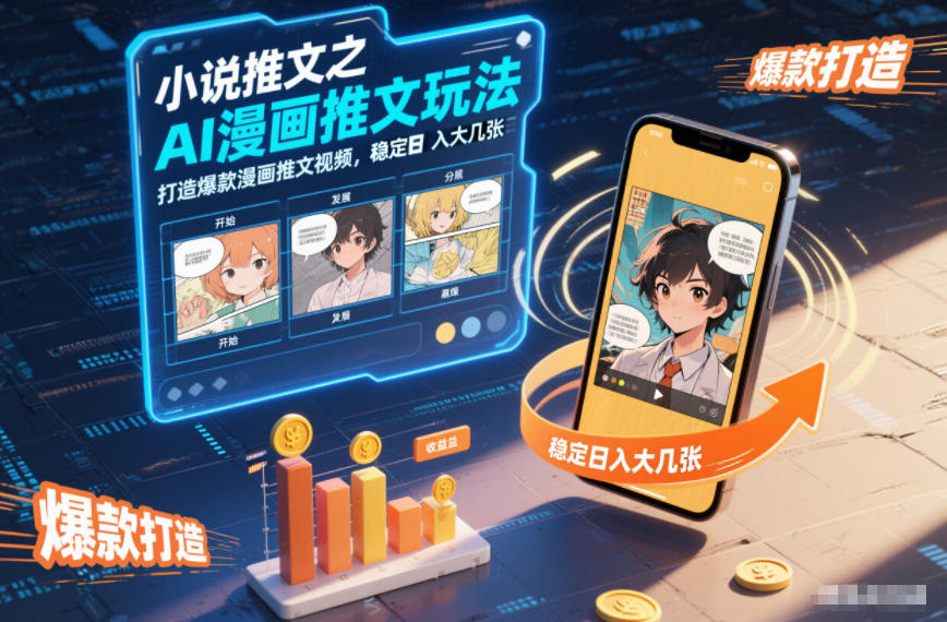 小说推文之AI漫画推文玩法，打造爆款漫画推文视频，稳定日入大几张-璞创优选云网创