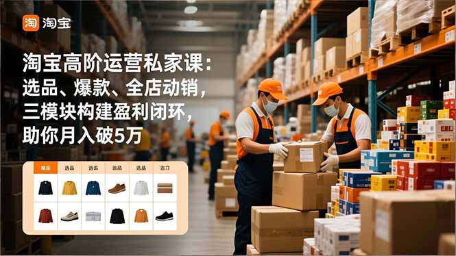 淘宝高阶运营私家课：选品、爆款、全店动销，三模块构建盈利闭环，助你月入破5万(更新12月-璞创优选云网创