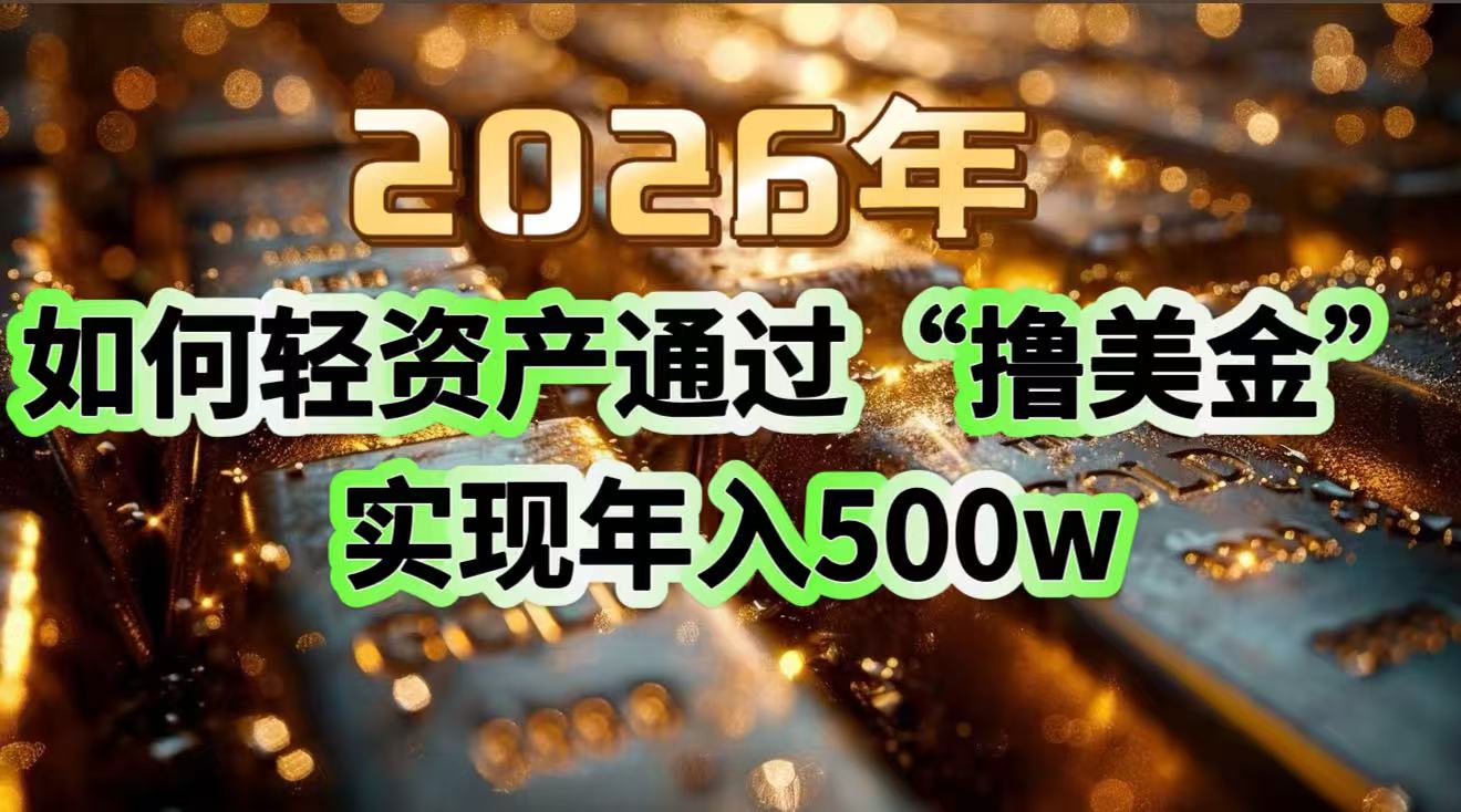 2026年如何轻资产通过“撸美金”实现年入500w-璞创优选云网创