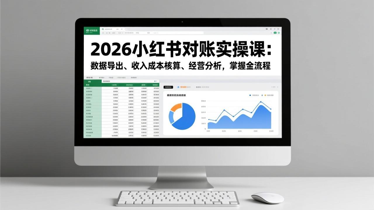 2026小红书对账实操课：数据导出、收入成本核算、经营分析，掌握全流程-璞创优选云网创