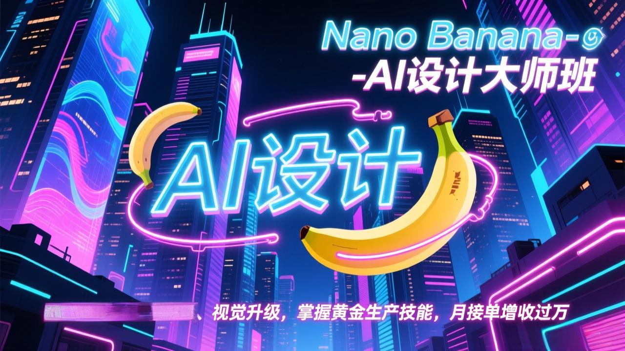 Nano Banana-AI设计大师班，修图合成、广告创作、视觉升级，掌握黄金生产技能，月接单增收过万-璞创优选云网创