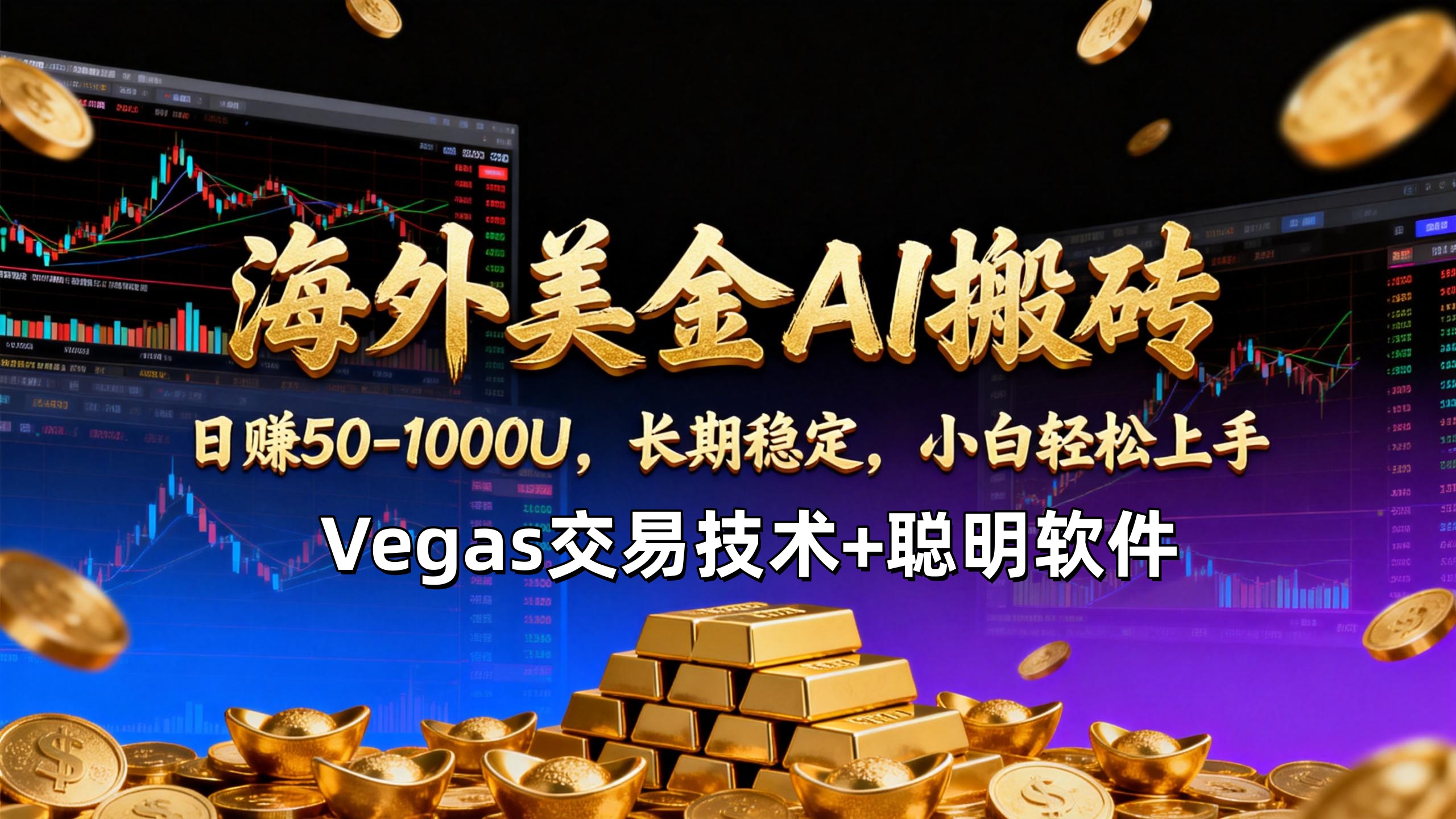 【海外美金AI搬砖】Vegas交易技术+聪明软件，日赚50-1000U，长期稳定，小白轻松上手。-璞创优选云网创