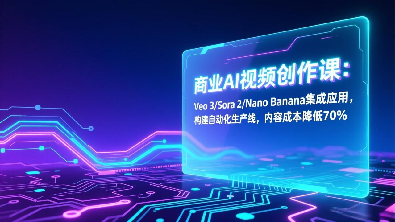 商业AI视频创作课：Veo 3/Sora 2/Nano Banana集成应用，构建自动化生产线，内容成本降低70%-璞创优选云网创