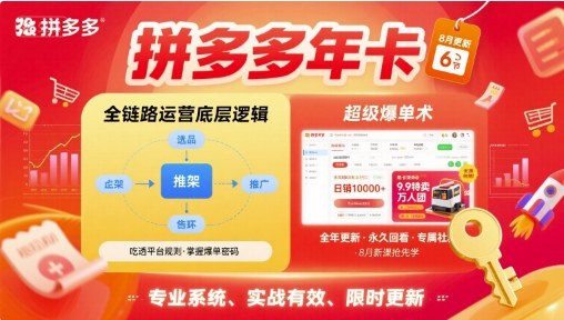 拼多多年卡，拼多多全链路运营底层逻辑，超级爆单术【更新12月】-璞创优选云网创
