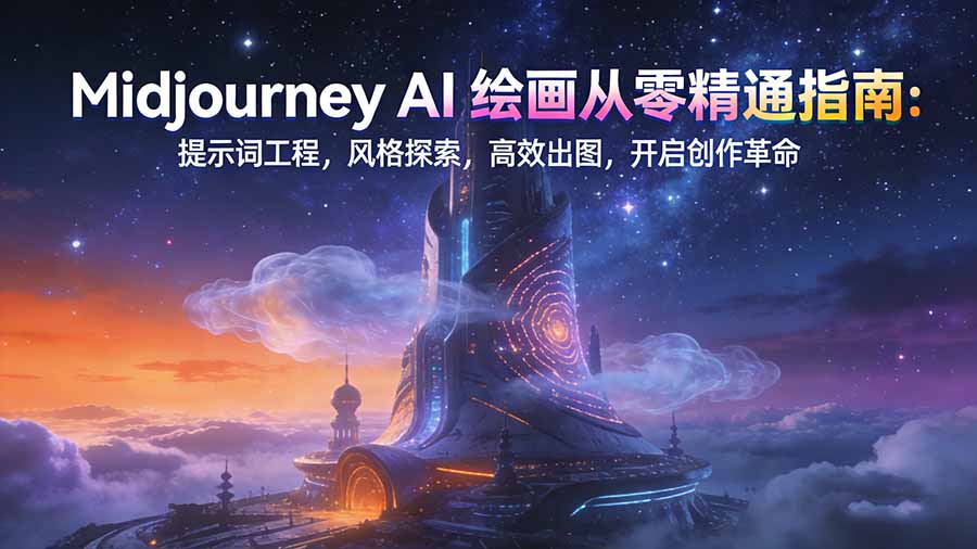 Midjourney AI绘画从零精通指南：提示词工程，风格探索，高效出图，开启创作革命-璞创优选云网创