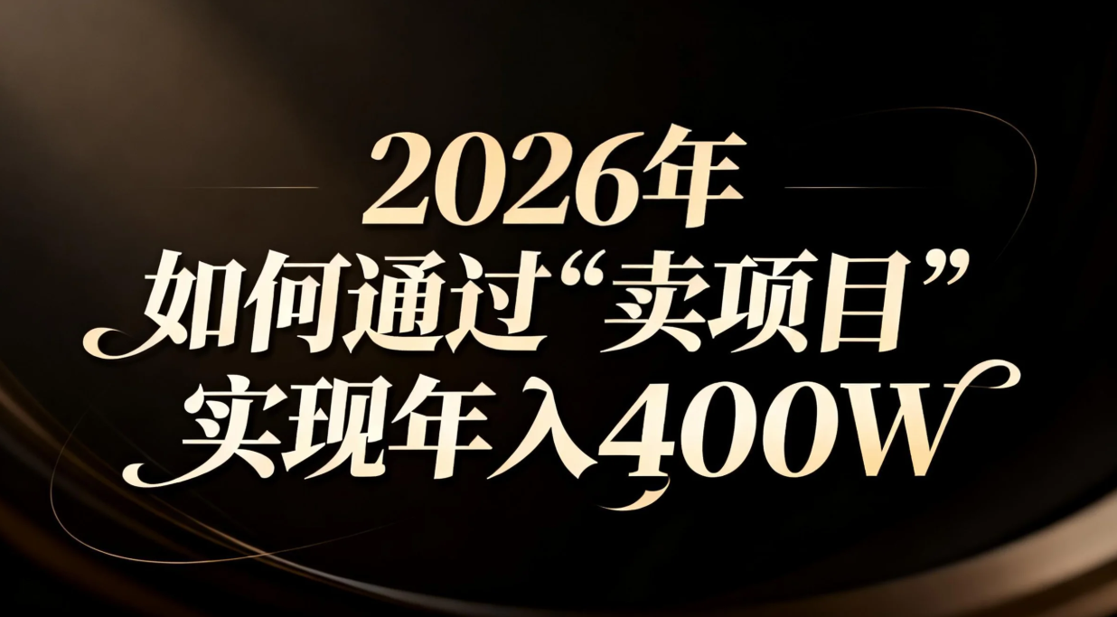 2026年如何通过“卖项目”实现年入百万-璞创优选云网创