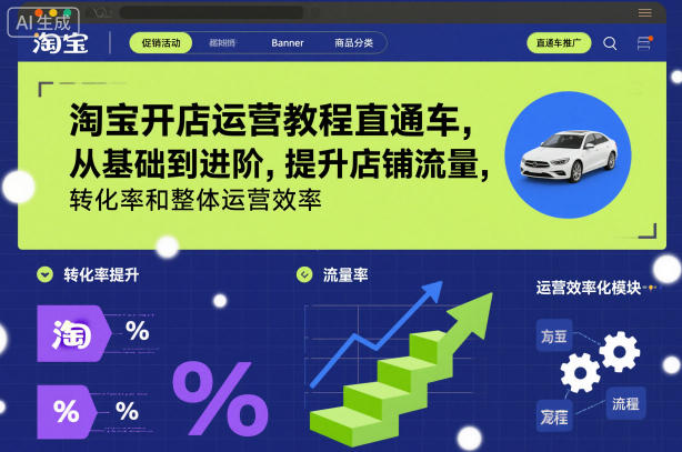 淘宝开店运营教程直通车，从基础到进阶，提升店铺流量，转化率和整体运营效率(更新26年1月)-璞创优选云网创