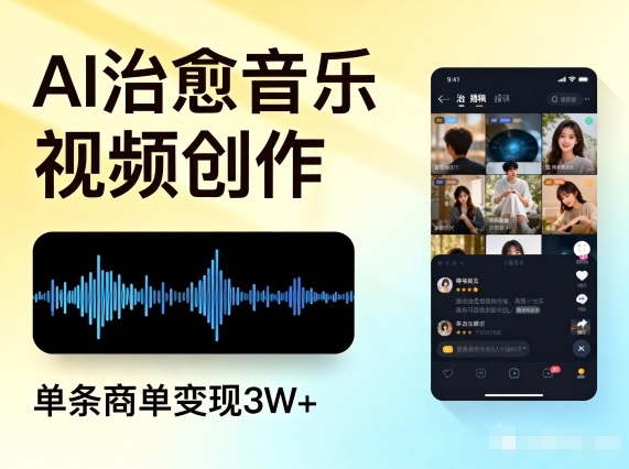 AI做治愈音乐视频，多平台投稿，单条商单变现3W+-璞创优选云网创