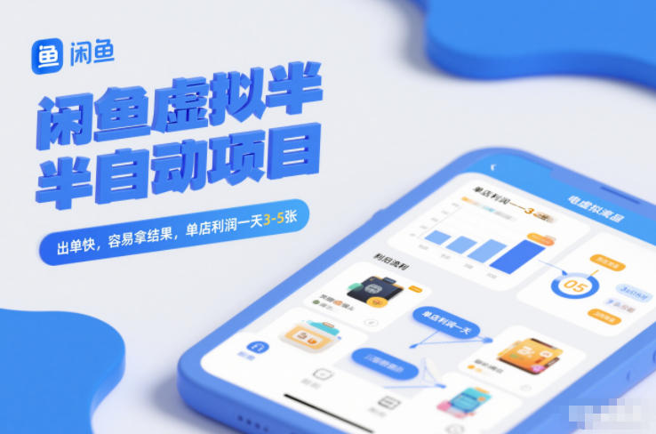 闲鱼虚拟半自动项目，出单快，容易拿结果，单店利润一天3-5张-璞创优选云网创
