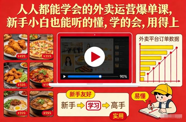 人人都能学会的外卖运营爆单课，新手小白也能听的懂，学的会，用得上-璞创优选云网创