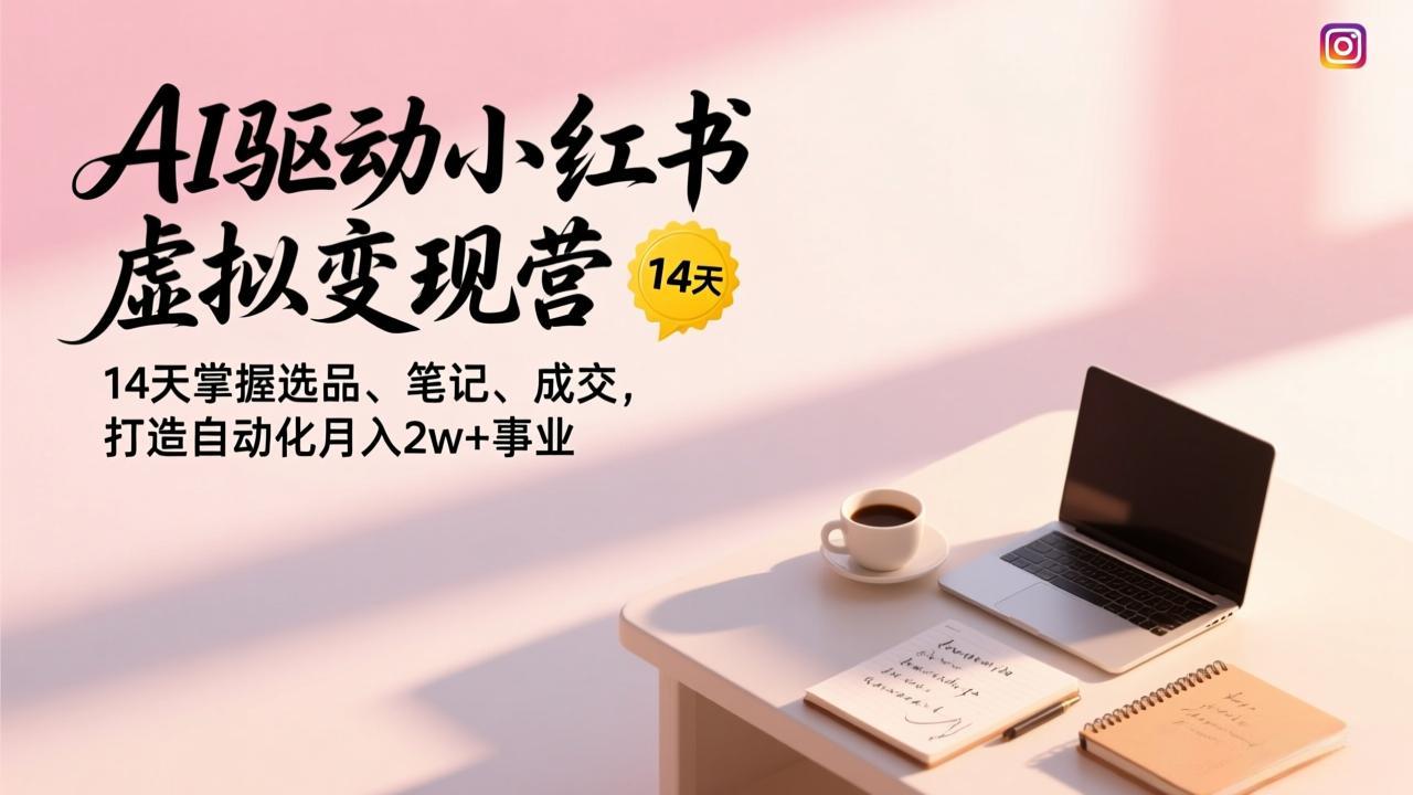 AI驱动小红书虚拟变现营，14天掌握选品、笔记、成交，打造自动化月入2w+事业-璞创优选云网创