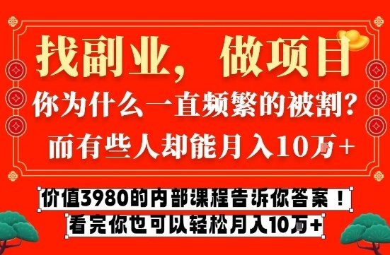 价值3980的网创内部课程，告诉你互联网创业月入10个W的秘密【揭秘】-璞创优选云网创