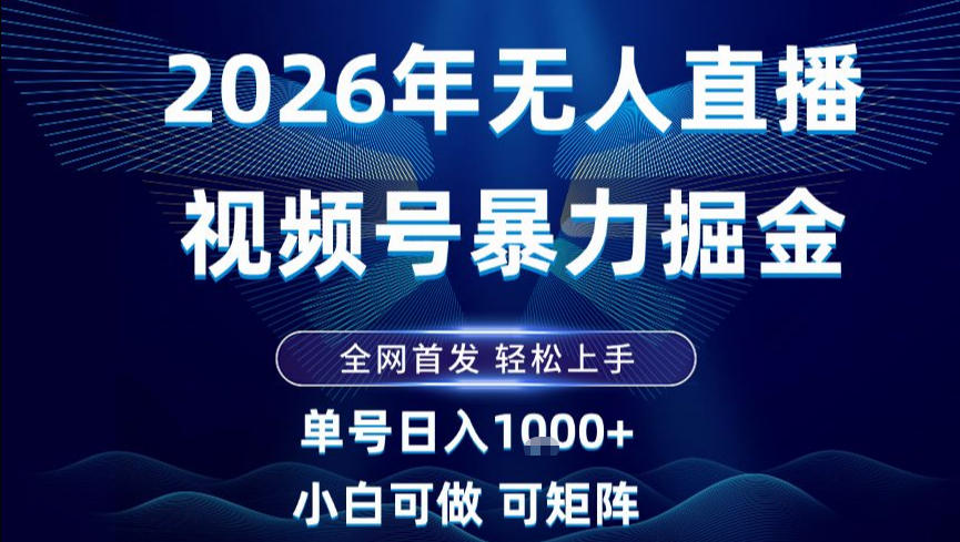 2026最新视频号无人直播掘金，全网首发，小白可以玩，长期稳定日入1k+【揭秘】-璞创优选云网创