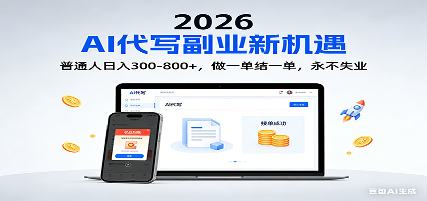 2026 副业首选！AI 代写日入 300-800，普通人0门槛，做一单结一单！-璞创优选云网创