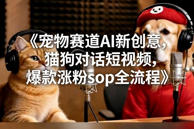 宠物赛道AI新创意，猫狗对话短视频，爆款涨粉sop全流程-璞创优选云网创