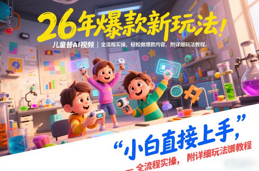 26年爆款新玩法，儿童科普AI视频，全流程实操，轻松做爆款内容，小白直接上手，附详细玩法教程-璞创优选云网创