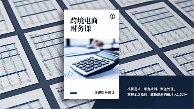 跨境电商财务课，核算逻辑、平台规则、账务处理，掌握全盘账务，胜任高薪岗位月入1.5万+-璞创优选云网创