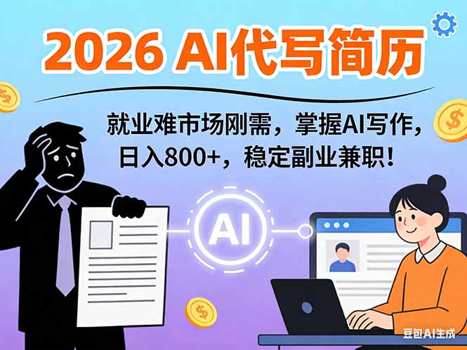 AI代写简历，超暴利，用万能模板月入1-3万实战教程，2026年市场刚需！-璞创优选云网创