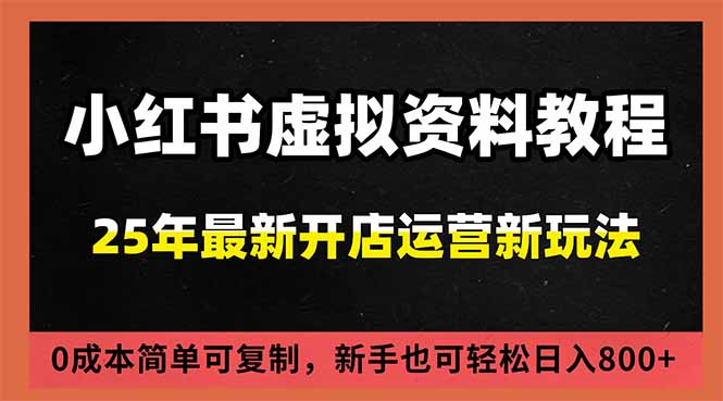 小红书虚拟资料项目：最新搜索流变现玩法，0成本简单可复制，一人多店打法，新手日入800+-璞创优选云网创