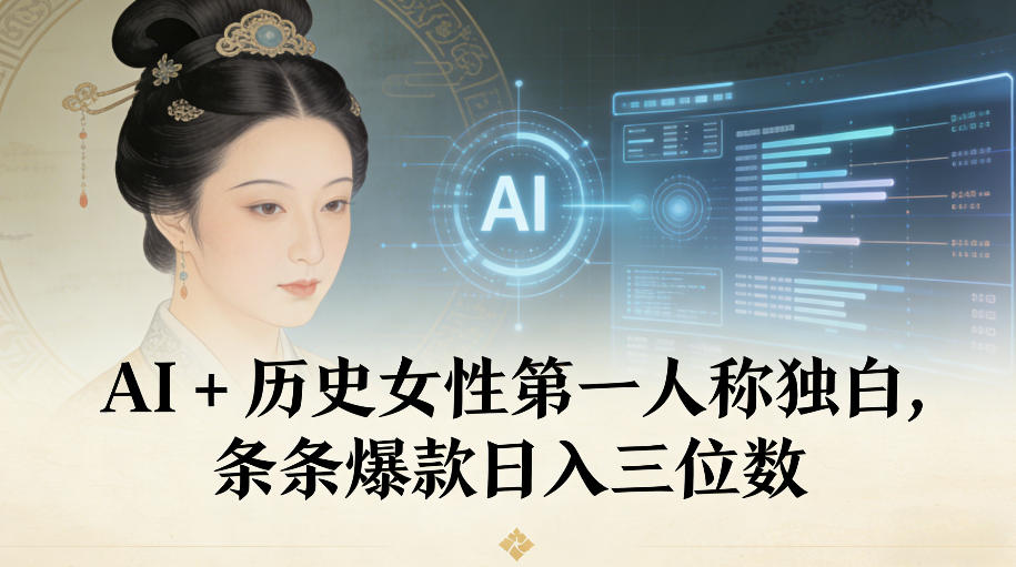 AI+历史女性第一人称独白，条条爆款日入三位数-璞创优选云网创