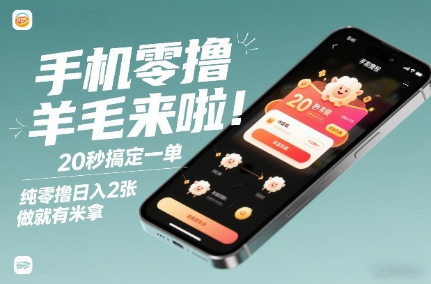 手机零撸薅羊毛来啦！20秒搞定一单，纯零撸日入2张，做就有米拿【揭秘】-璞创优选云网创