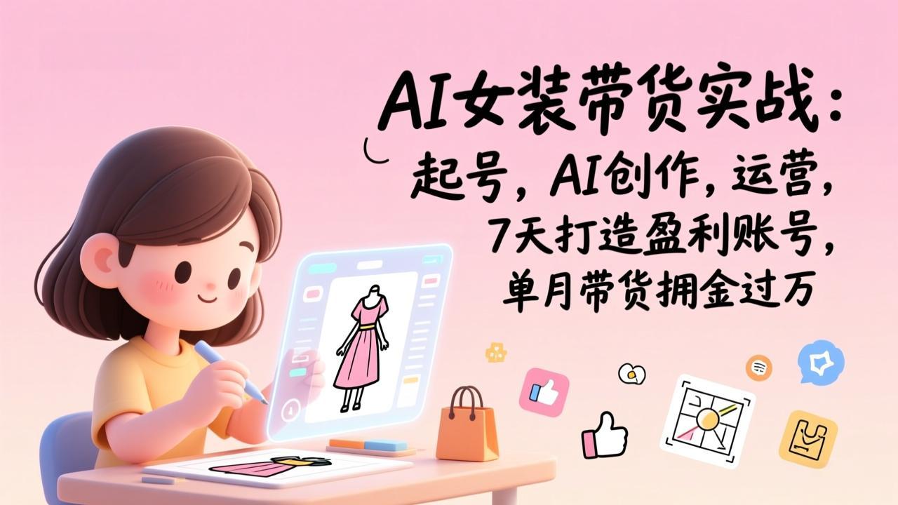 AI女装带货实战：起号，AI创作，运营，7天打造盈利账号，单月带货佣金过万-璞创优选云网创