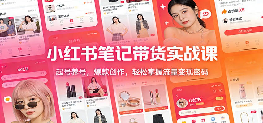 小红书笔记带货实战课：起号养号，爆款创作，轻松掌握流量变现密码-璞创优选云网创