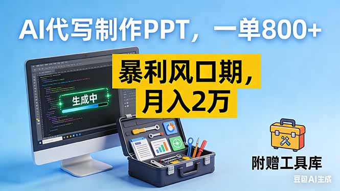 AI代写制作PPT，一单800+， 暴利风口期，月入2万【附工具】-璞创优选云网创